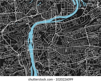 Black and white vector city map of Prague with well organized separated layers.