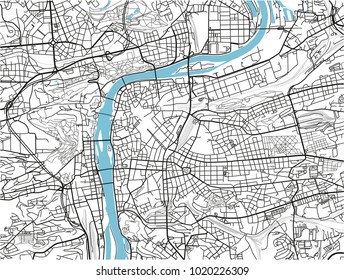 Black and white vector city map of Prague with well organized separated layers.