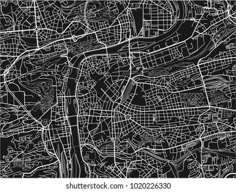 Black and white vector city map of Prague with well organized separated layers.