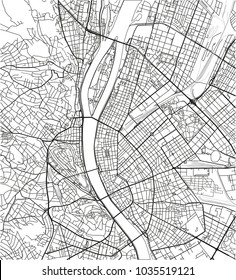 Black and white vector city map of Budapest with well organized separated layers.