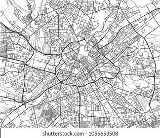 Black and white vector city map of Manchester with well organized separated layers.