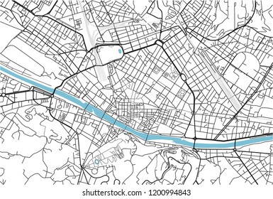 Black and white vector city map of Florence with well organized separated layers.