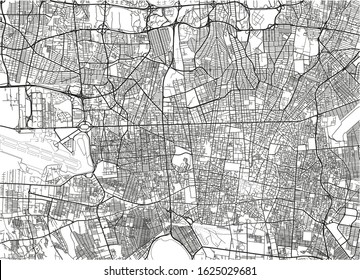 Black and white vector city map of Tehran with well organized separated layers.