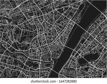 Black and white vector city map of Wuhan with well organized separated layers.