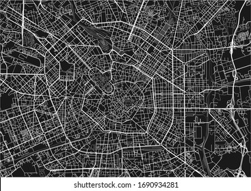 Black and white vector city map of Milan with well organized separated layers.