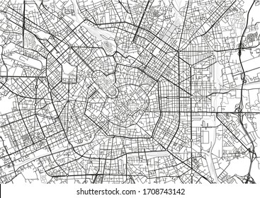 Black and white vector city map of Milan with well organized separated layers.