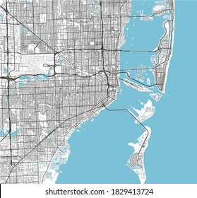 Black White Vector City Map Miami Stock Vector (Royalty Free ...