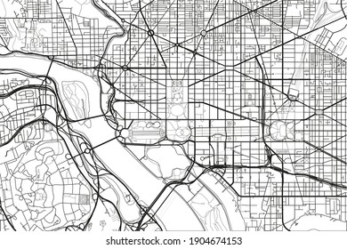 Black and white vector city map of Washington, D.C. with well organized separated layers.