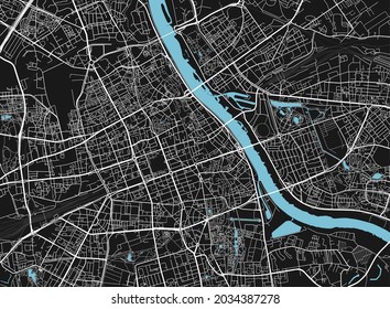 Mapa de la ciudad vector blanco y negro de Varsovia con capas separadas bien organizadas.