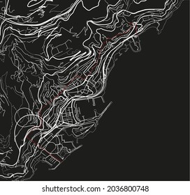 Black and white vector city map of Monaco with well organized separated layers.