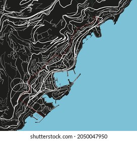 Black and white vector city map of Monaco with well organized separated layers.