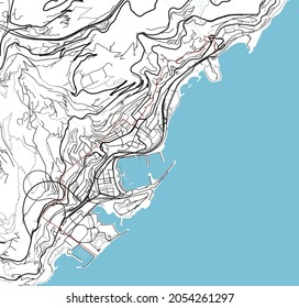Black and white vector city map of Monaco with well organized separated layers.
