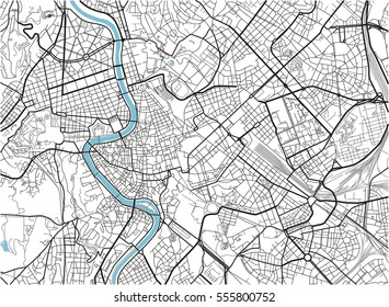 Black and white vector city map of Rome with well organized separated layers.