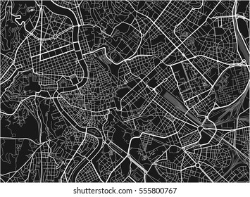 Black and white vector city map of Rome with well organized separated layers.