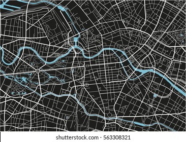 Black and white vector city map of Berlin with well organized separated layers.