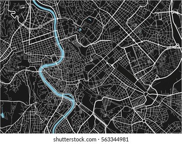 Black and white vector city map of Rome with well organized separated layers.