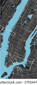 Black and white vector city map of New York with well organized separated layers.