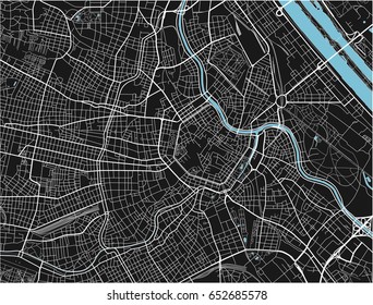 Black and white vector city map of Vienna with well organized separated layers.