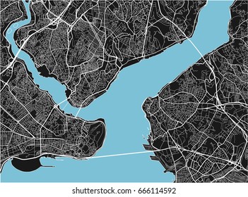 Black and white vector city map of Istanbul with well organized separated layers.