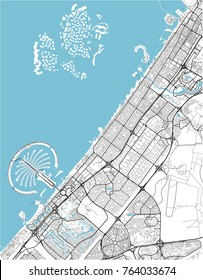 Black and white vector city map of Dubai with well organized separated layers.