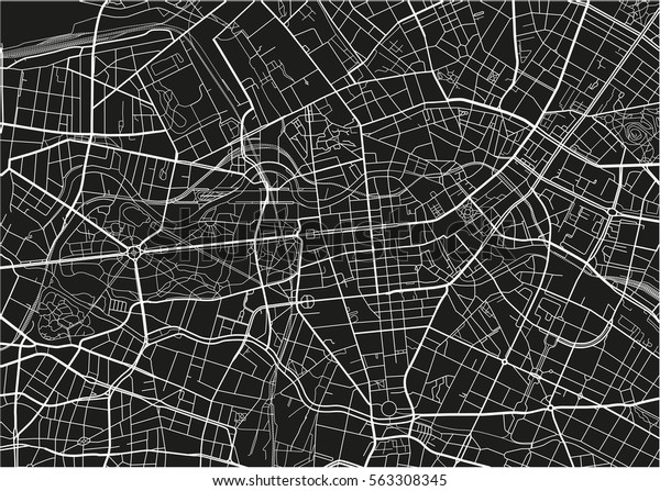 Schwarz Weiss Stadtplan Von Berlin Mit Gut Organisierten Stock Vektorgrafik Lizenzfrei