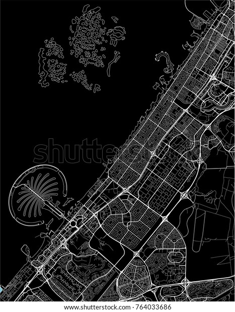 Black White Vector City Map Dubai Stock Vector (Royalty Free) 764033686 ...