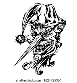 Black and white vector clown joker
