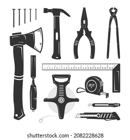 black and white vector collection of handyman tools