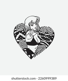 Black and white vector concept illustration