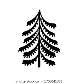 Black and white vector conifer tree