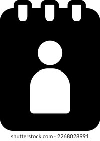 Black and White Vector Contact Book Icon