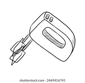 BLACK AND WHITE VECTOR CONTOUR DRAWING OF A KITCHEN MIXER