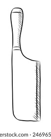 BLACK AND WHITE VECTOR CONTOUR DRAWING OF A KITCHEN KNIFE