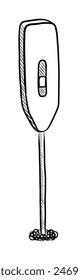 BLACK AND WHITE VECTOR CONTOUR DRAWING OF A MANUAL CAPPUCCINO MACHINE