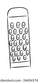 BLACK AND WHITE VECTOR CONTOUR DRAWING OF A KITCHEN GRATER