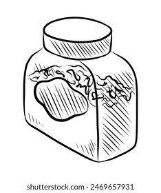 BLACK AND WHITE VECTOR CONTOUR DRAWING OF SPICE JARS