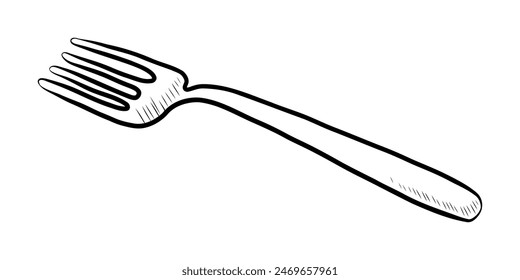 BLACK AND WHITE VECTOR CONTOUR DRAWING OF THE FORK