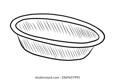 DIBUJO DE CONTORNO DE VECTOR BLANCO Y NEGRO DE UN TAZÓN DE COCINA