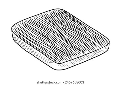 BLACK AND WHITE VECTOR CONTOUR DRAWING OF A WOODEN CUTTING BOARD