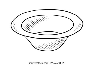 BLACK AND WHITE VECTOR CONTOUR DRAWING OF A KITCHEN BOWL