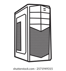 black and white vector, cool CPU casing image
