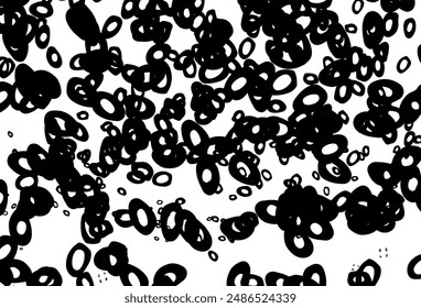 Black and white vector cover with spots. Illustration with set of shining colorful abstract circles. Pattern of water, rain drops.