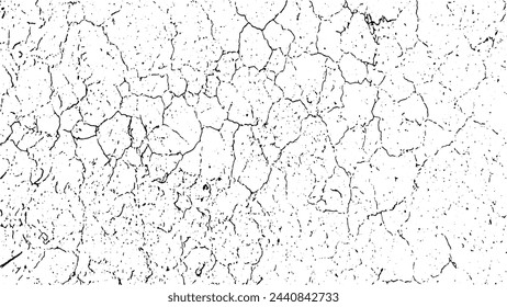 ein schwarz-weißer Vektor eines gebrochenen Landes, eine schwarz-weiße Zeichnung einer gebrochenen Wand, ein gebrochener und gebrochener weißer Grunge-Effekt mit einigen kleinen Löchern, eine schwarz-weiße Zeichnung von gebrochenem Boden,