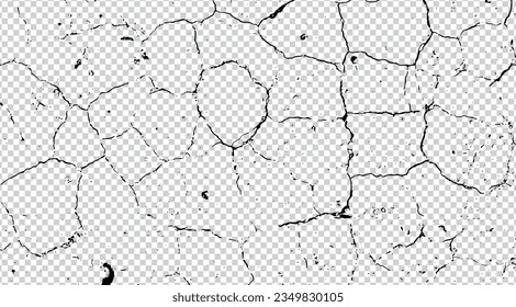 un vector blanco y negro de una pared craqueada, un diseño roto de textura gruesa, una textura de efecto transparente