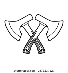 black and white vector, crossed hand axe