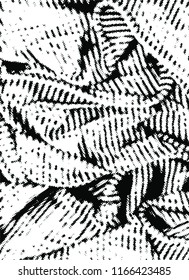 Black and white Vector crumpled grunge texture. 