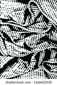 Black and white Vector crumpled grunge texture. 