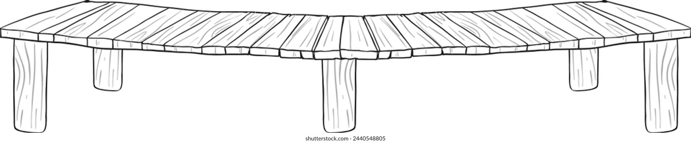 Black and white vector of a curved bench