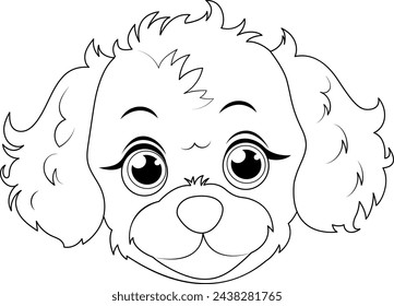 Black and white vector of a cute puppy face