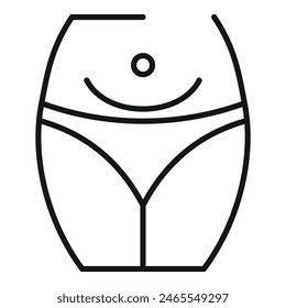 Diseño de Vector blanco y negro de un vientre feliz estilo caricatura en ropa interior